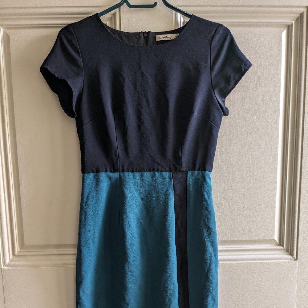 Adrianna Papell Midi Dress in Aqua and Black - Women's XS